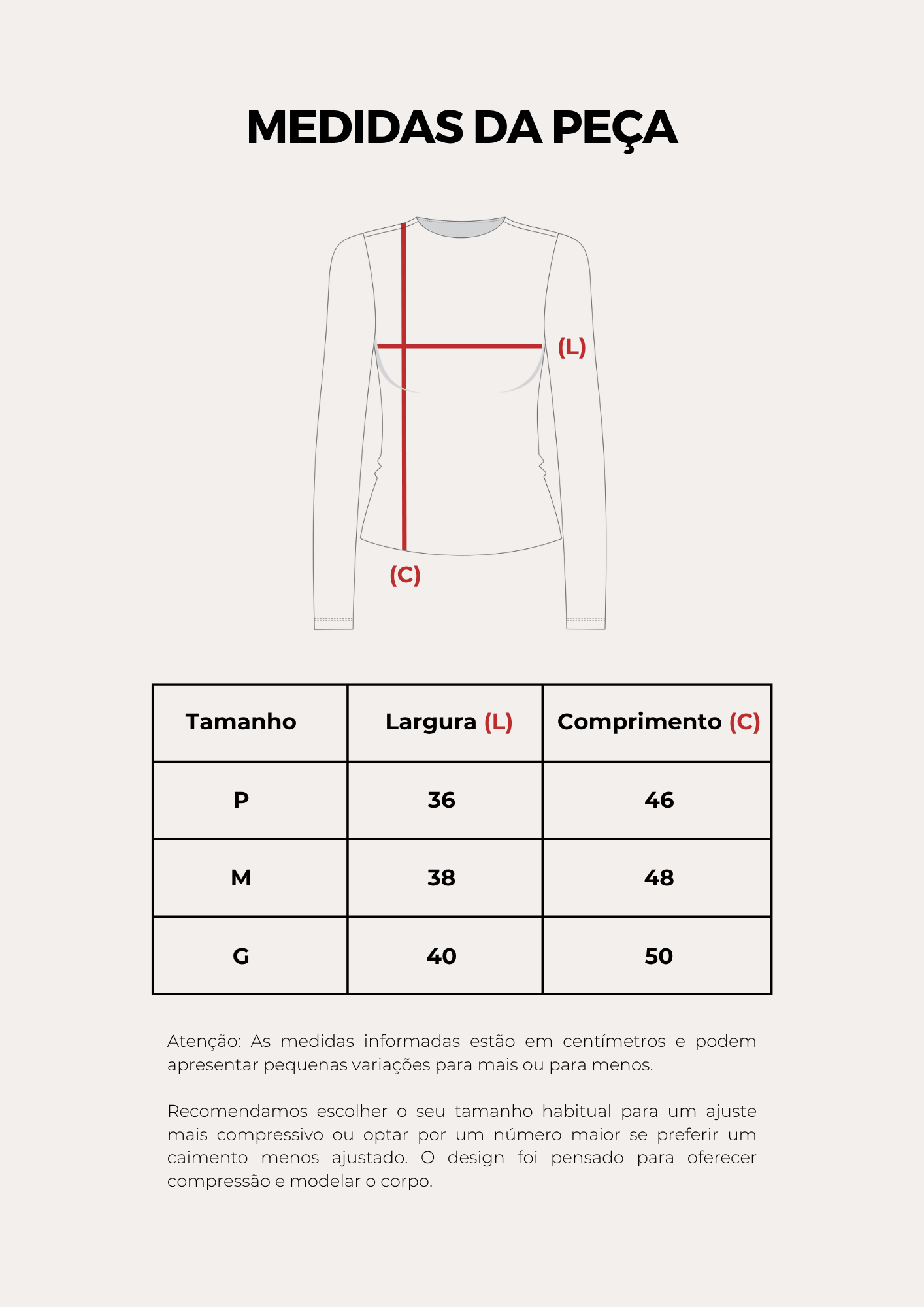 Tabela de medidas