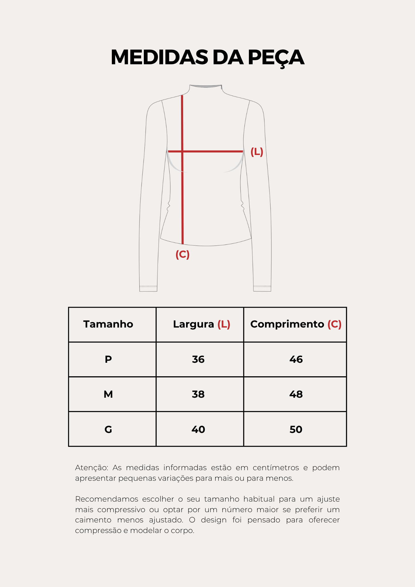 Tabela de medidas