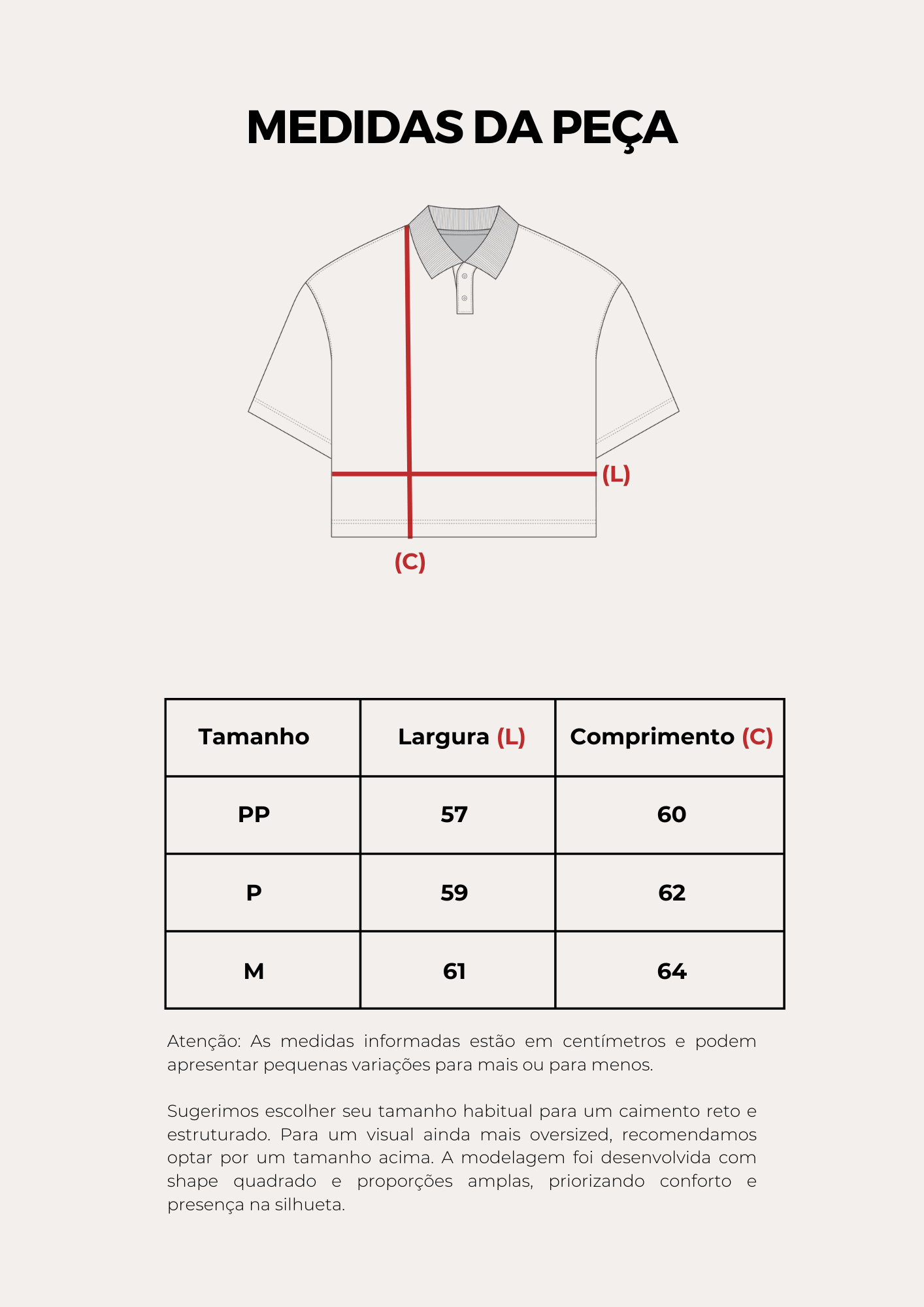 Tabela de medidas